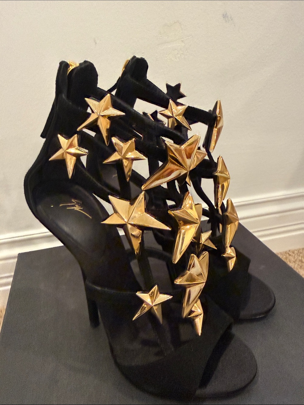 Giuseppe Zanotti Black Suede Star Heels | EU 37 | NEW | Iconic Design